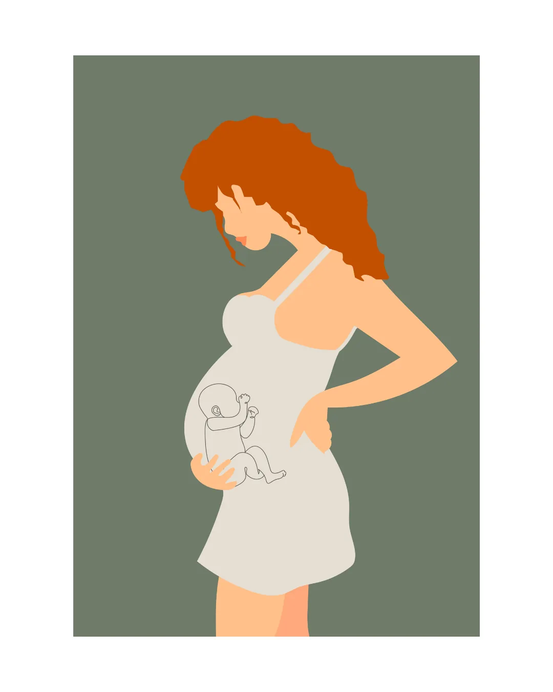 お腹の中の赤ちゃんの向きをイメージした妊婦さんのイラスト